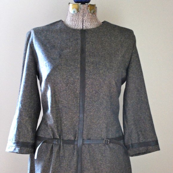 Vintage brown tweed belted dress - Picture 2 of 11